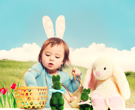 Toddler with Stuffed Bunny