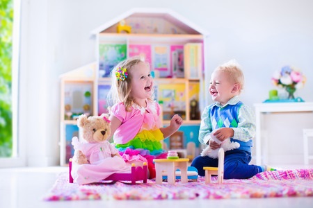 Children Playing with Teddy Bear