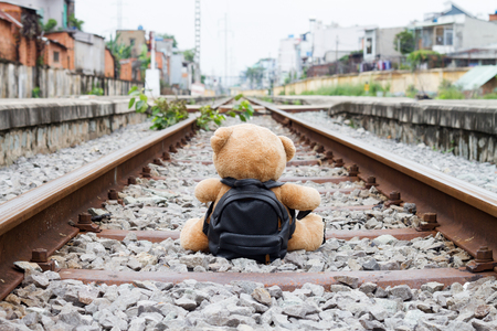 Teddy Bear on Train Tracks