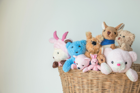 Stuffed Animals in a Wicker Basket