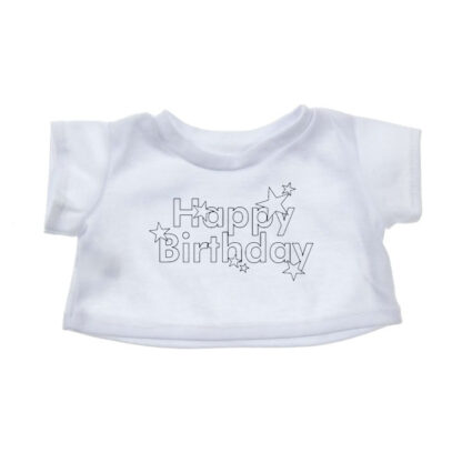 White Happy Birthday T-Shirt for Stuffed Animals