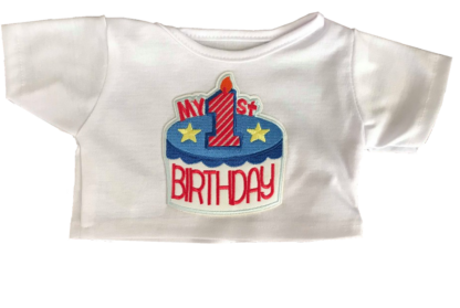 Blue my 1st birthday t shirt for stuffed animals