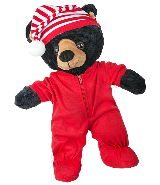 red teddy bear with cap
