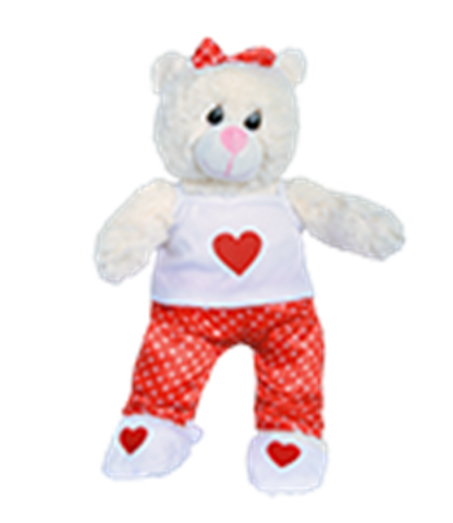 16" White Satin Heart PJ's with Slippers - Image 2