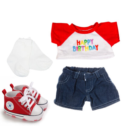 16" Happy Birthday Outfit with Red Tennis Shoes