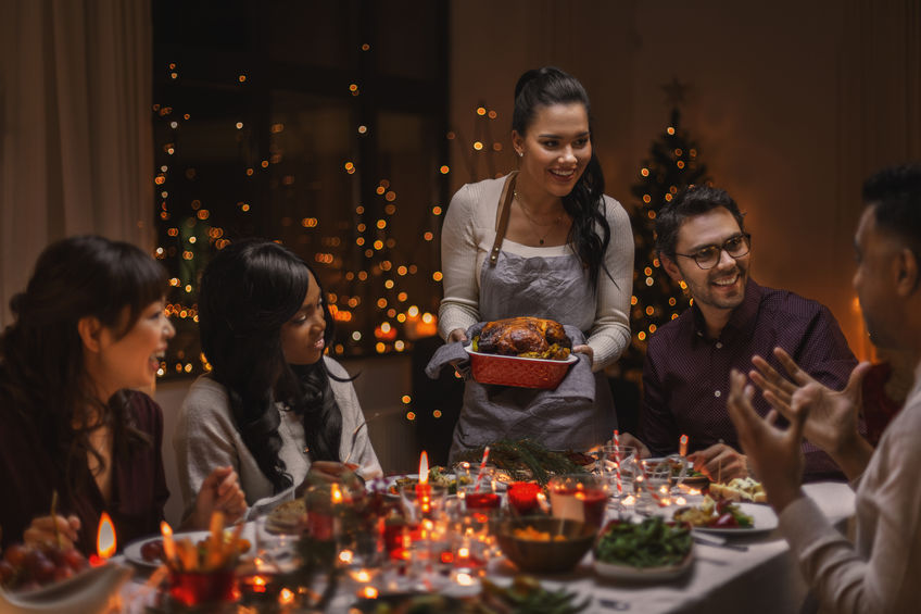 family having christmas dinner